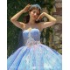 Sleeveless Sky Blue Quince Dress Crystal Birthday Party Gowns Sweetheart Neck Sequin Girls Ball Gown Sweet 16 Dresses