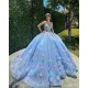 Sleeveless Sky Blue Quince Dress Crystal Birthday Party Gowns Sweetheart Neck Sequin Girls Ball Gown Sweet 16 Dresses