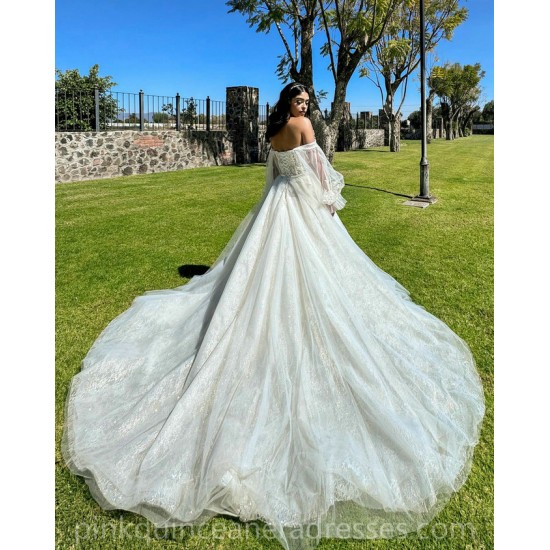 V Neck Vestidos De 15 Anos White Quinceanera Dress Puff Sleeve Birthday Party Dresses 