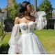 V Neck Vestidos De 15 Anos White Quinceanera Dress Puff Sleeve Birthday Party Dresses 