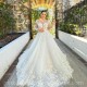 V Neck White Quinceanera Dresses Long Sleeve 2024 Ball Gown Princess Dress Lace Appliques Vestidos De 15 Anos