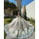 Two Piece Vestidos De 15 Anos White Quinceanera Dresses Sweetheart Neck 2024 Ball Gown Princess Dress Green Lace Appliques 