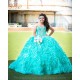 Ruffled Aqua Quinceanera Dress Instagram Gowns Sweetheart Neck Girls Sweet 16 Dresses Sleeveless 15 Birthday Party Robe