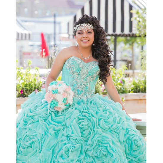 Ruffled Aqua Quinceanera Dress Instagram Gowns Sweetheart Neck Girls Sweet 16 Dresses Sleeveless 15 Birthday Party Robe