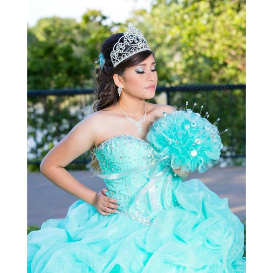 Ruffled Aqua Quinceanera Dress Instagram Gowns Sweetheart Neck Girls Sweet 16 Dresses Sleeveless 15 Birthday Party Robe