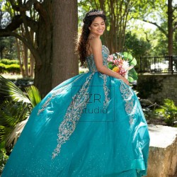 Cape Sleeve Aqua Quinceanera Dress Vestidos De 15 Anos Lace Appliques Girls Sweet 16 Dresses Sweetheart Neck Women 2024 Ball Gown