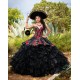 Sweetheart Neck Vestidos De 15 Anos Black Ruffled Quinceanera Dress Embroidered Girls Sweet 16 Dresses Sleeveless 2024 Wear Pageant