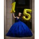 V Neck Blue Quinceanera Dress Women 2024 Ball Gown 3D Flowers Girls Sweet 16 Dresses Off Shoulder Wear Pageant