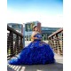 Ruffled Blue Quinceanera Dress Sweetheart Neck Sequin Instagram Gowns Lace Appliques Girls Sweet 16 Dresses Wear Pageant