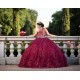 Sleeveless Burgundy Quinceanera Dress 15 Birthday Party Robe Sequin Instagram Crystal Gowns Girls Sweet 16 Dresses