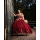 Burgundy Quinceanera Dress Sleeveless 15 Birthday Party Robe Sequin Instagram Crystal Gowns Lace Appliques Girls Sweet 16 Dresses