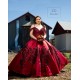 Spaghetti Strap Burgundy Quinceanera Dress 15 Birthday Party Robe Sequin Instagram Crystal Gowns Lace Appliques Girls Sweet 16 Dresses