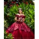 Sweetheart Neck Burgundy Quinceanera Dress Instagram Gowns Lace Appliques Girls Sweet 16 Dresses Off Shoulder Wear Pageant