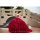 Sleeveless Burgundy Ruffled Quinceanera Dress 15 Birthday Party Robe Sequin Instagram Crystal Gowns Girls Sweet 16 Dresses