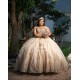 Instagram Gowns Champagne Quinceanera Dress Sweetheart Neck Lace Appliques Girls Sweet 16 Dresses Off Shoulder Wear Pageant