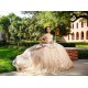 Instagram Gowns Champagne Quinceanera Dress Sweetheart Neck Sequin Lace Appliques Girls Sweet 16 Dresses Wear Pageant With Bow