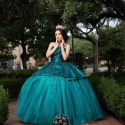 Sweetheart Neck Emerald Green Quinceanera Dress Sleeveless Vestidos De 15 Anos Women 2024 Ball Gown Lace Appliques Girls Sweet 16 Dresses