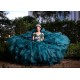 Emerald Green Ruffled Quinceanera Dress Off Shoulder Vestidos De 15 Anos V Neck Women 2024 Ball Gown Crystal Girls Sweet 16 Dresses