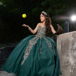 Sleeveless Emerald Green Quinceanera Dress Sweetheart Neck Vestidos De 15 Anos Lace Appliques Girls Sweet 16 Dresses 2024 Wear Pageant