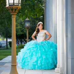 Ruffled Green Quinceanera Dress Sleeveless 15 Birthday Party Robe Instagram Gowns Off Shoulder Girls Sweet 16 Dresses