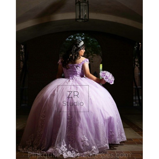 Off Shoulder Lilac Quinceanera Dress Vestidos De 15 Anos Sweetheart Neck Women 2024 Ball Gown Lace Appliques Girls Sweet 16 Dresses