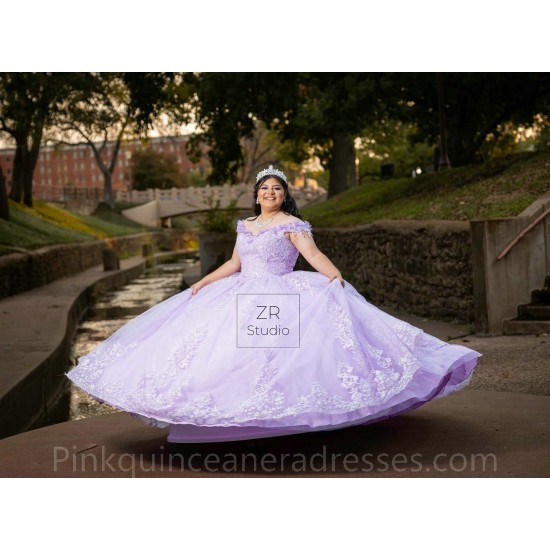 Off Shoulder Lilac Quinceanera Dress Vestidos De 15 Anos Sweetheart Neck Women 2024 Ball Gown Lace Appliques Girls Sweet 16 Dresses