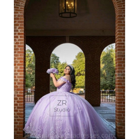 Off Shoulder Lilac Quinceanera Dress Vestidos De 15 Anos Sweetheart Neck Women 2024 Ball Gown Lace Appliques Girls Sweet 16 Dresses