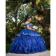 Ruffled Navy Blue Quinceanera Dress Off Shoulder Vestidos De 15 Anos Sweetheart Neck Women 2024 Ball Gown Lace Appliques Girls Sweet 16 Dresses