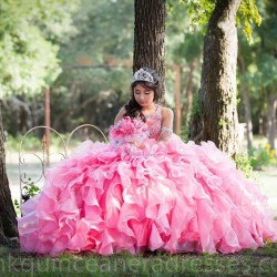 Ruffled Pink Quinceanera Dress Sleeveless 15 Birthday Party Robe Instagram Gowns Girls Sweet 16 Dresses