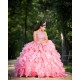 Ruffled Pink Quinceanera Dress Sleeveless 15 Birthday Party Robe Instagram Gowns Girls Sweet 16 Dresses