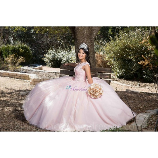 Sleeveless 15 Birthday Party Robe Pink Quinceanera Dress Pearl Instagram Gowns V Neck Girls Sweet 16 Dresses