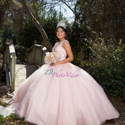 Sleeveless 15 Birthday Party Robe Pink Quinceanera Dress Pearl Instagram Gowns V Neck Girls Sweet 16 Dresses