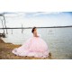 Pink Quinceanera Dress Sleeveless Sequin Instagram Gowns Lace Appliques Girls Sweet 16 Dresses 15 Birthday Party Robe