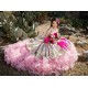 Pink Ruffled Quinceanera Dress Off Shoulder 15 Birthday Party Robe Pearl Instagram Gowns Sweetheart Neck Girls Sweet 16 Dresses