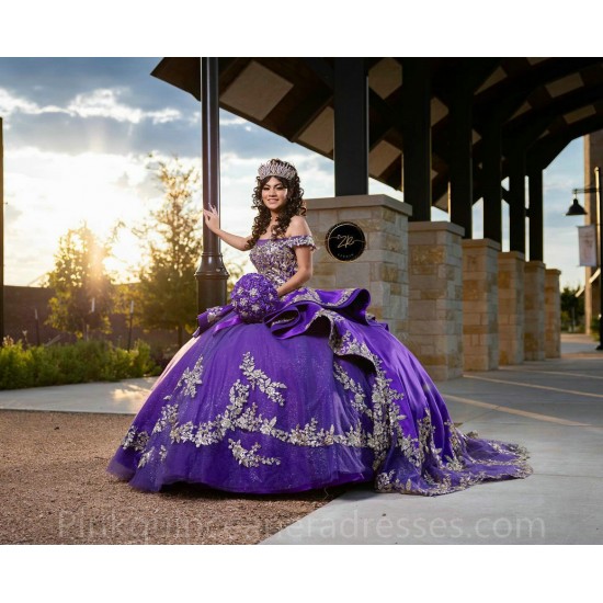 Off Shoulder Purple Quinceanera Dress Vestidos De 15 Anos Sequin Girls Sweet 16 Dresses Lace Appliques 2024 Wear Pageant