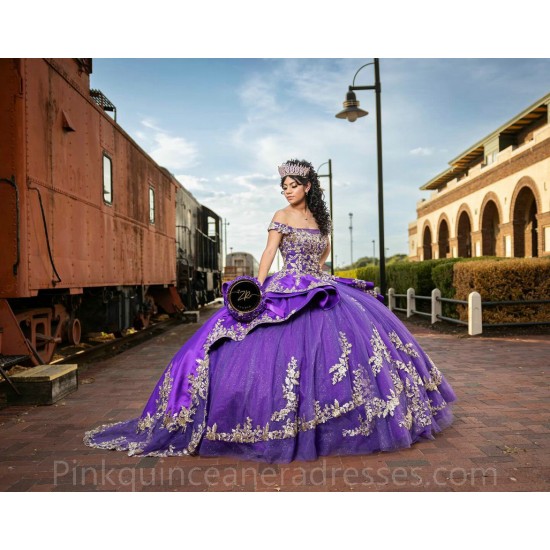 Off Shoulder Purple Quinceanera Dress Vestidos De 15 Anos Sequin Girls Sweet 16 Dresses Lace Appliques 2024 Wear Pageant