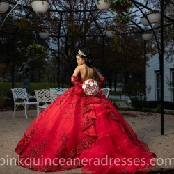 Red Quinceanera Dress Detachable Vestidos De 15 Anos Sweetheart Neck Women 2024 Ball Gown Lace Appliques Girls Sweet 16 Dresses With Bow