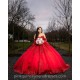 Red Quinceanera Dress Detachable Vestidos De 15 Anos Sweetheart Neck Women 2024 Ball Gown Lace Appliques Girls Sweet 16 Dresses With Bow