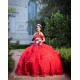 Red Quinceanera Dress Off Shoulder Vestidos De 15 Anos V Neck Women 2024 Ball Gown Lace Appliques Girls Sweet 16 Dresses