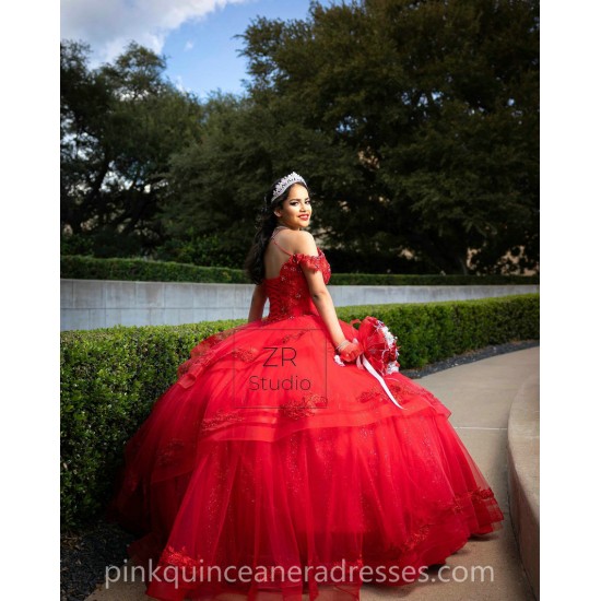 Red Quinceanera Dress Off Shoulder Vestidos De 15 Anos V Neck Women 2024 Ball Gown Lace Appliques Girls Sweet 16 Dresses