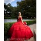 Red Quinceanera Dress Off Shoulder Vestidos De 15 Anos V Neck Women 2024 Ball Gown Lace Appliques Girls Sweet 16 Dresses