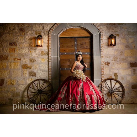 Instagram Gowns Red Quinceanera Dress Sweetheart Neck Lace Appliques Girls Sweet 16 Dresses Sleeveless Wear Pageant