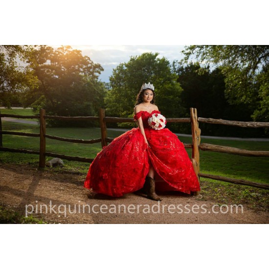 Sweetheart Neck Red Quinceanera Dress Women 2024 Ball Gown Lace Appliques Girls Sweet 16 Dresses Off Shoulder Wear Pageant