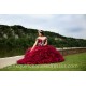 Ruffled Red Quinceanera Dress Off Shoulder Sequin Instagram Gowns Lace Appliques Girls Sweet 16 Dresses Wear Pageant 15 Birthday Party Robe