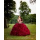 Ruffled Red Quinceanera Dress Off Shoulder Sequin Instagram Gowns Lace Appliques Girls Sweet 16 Dresses Wear Pageant 15 Birthday Party Robe