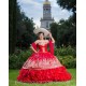 Red Ruffled Quinceanera Dress Sleeveless 15 Birthday Party Robe Pearl Instagram Gowns Sweetheart Neck Girls Sweet 16 Dresses