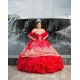 Red Ruffled Quinceanera Dress Sleeveless 15 Birthday Party Robe Pearl Instagram Gowns Sweetheart Neck Girls Sweet 16 Dresses