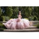 Rose Gold Quinceanera Dress Long Sleeve Vestidos De 15 Anos Sweetheart Neck Women 2024 Ball Gown Lace Appliques Girls Sweet 16 Dresses