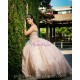 Rose Gold Quinceanera Dress Sleeveless 15 Birthday Party Robe Sequin Instagram Crystal Gowns Lace Appliques Girls Sweet 16 Dresses