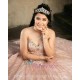 Rose Gold Quinceanera Dress Sleeveless 15 Birthday Party Robe Sequin Instagram Crystal Gowns Lace Appliques Girls Sweet 16 Dresses